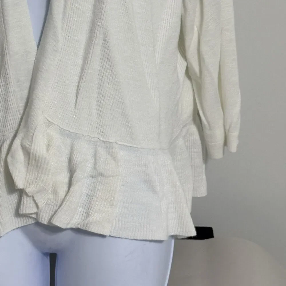 Tommy Hilfiger Women’s Open Front Peplum Cardigan Sweater | White | XXL